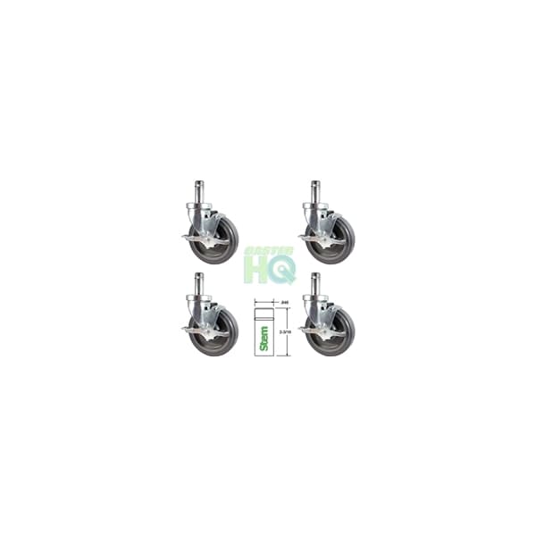 Universal Steel Wire Post Shelving Caster Set, 5" Polyurethane Wheel